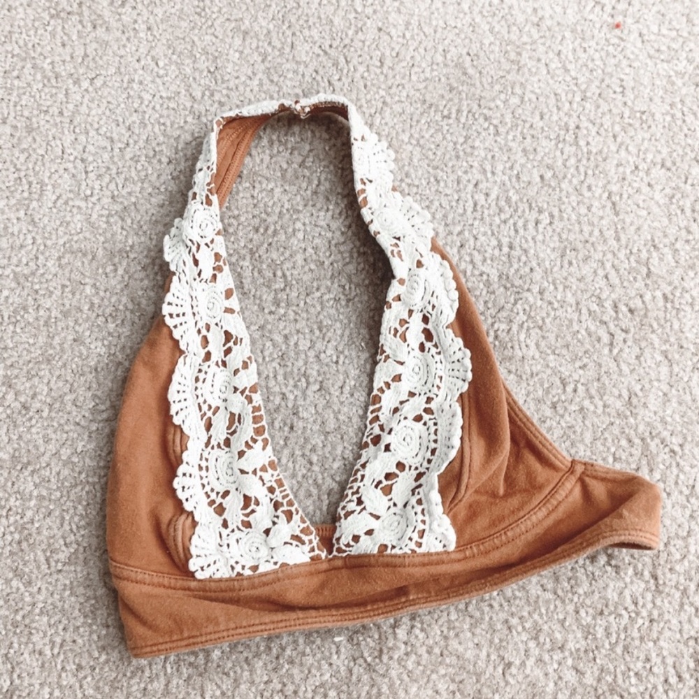 Out from under lace orange tan bralette